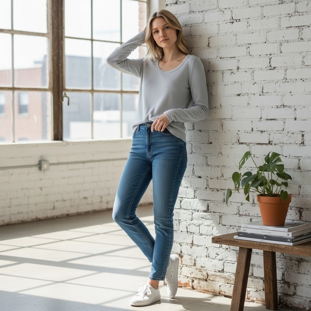 FP Movement by Free People Light Gray Long Sleeve Scoop Top